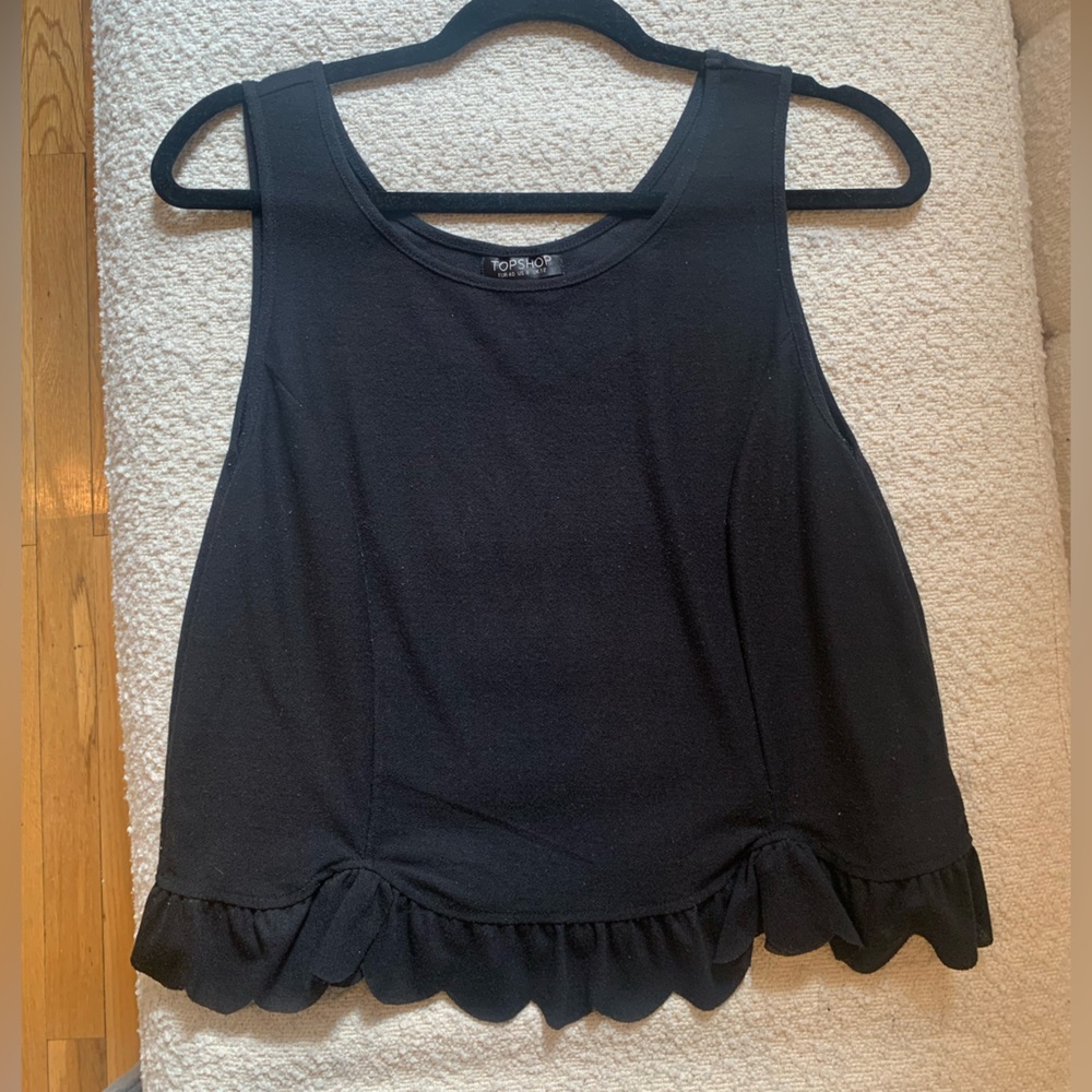 Black ruffled tank